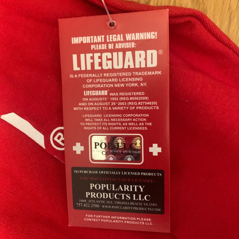 Lifeguard Red Hoodie Adult 2XL NWT Official Licensed Pullover Sweatshirt - Picture 2 of 4